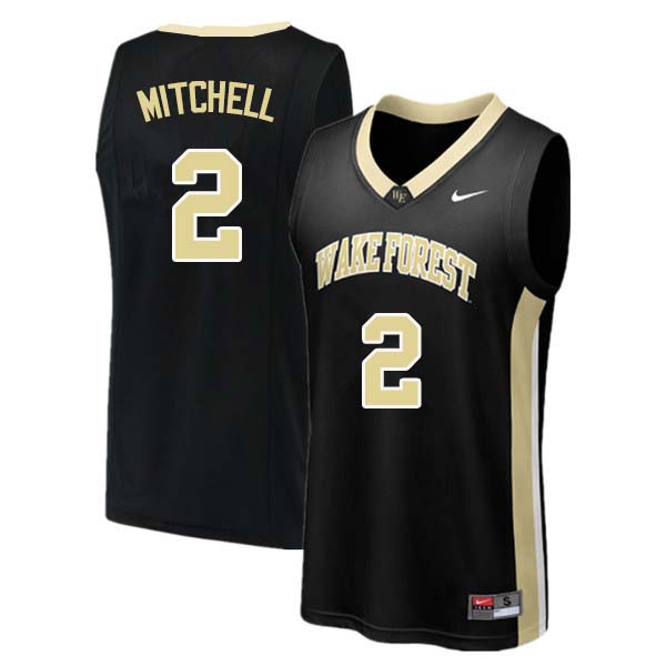 Men #2 Donovan Mitchell Wake Forest Demon Deacons College Basketball Jerseys Sale-Black